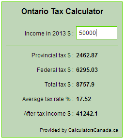 Ontario tax calculator WordPress widget live