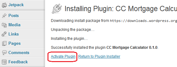 Activate installed plugin